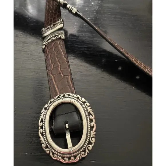 Vintage Brighton Brown & Black Reversible Leather Belt Size M 36" - Picture 5 of 7